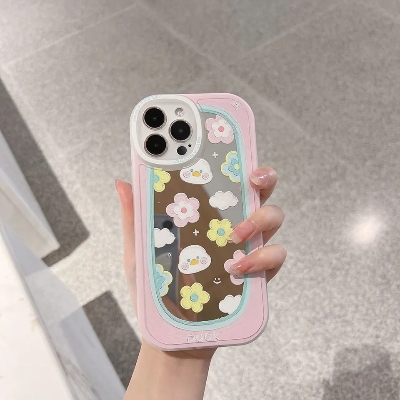 Picture of 1 Pc Mirror Style Case Cute Flower Soft Silicone Cover for Apple Mobile Phone Protective Case