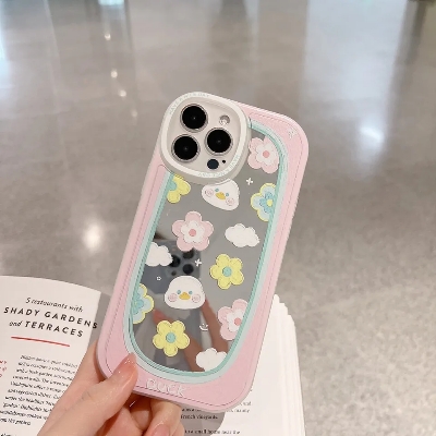 Picture of 1 Pc Mirror Style Case Cute Flower Soft Silicone Cover for Apple Mobile Phone Protective Case