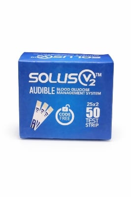 Picture of SOLUS V2™ AUDIBLE BLOOD GLUCOSE MANAGEMENT SYSTEM TEST STRIPS (50 TEST STRIPS)