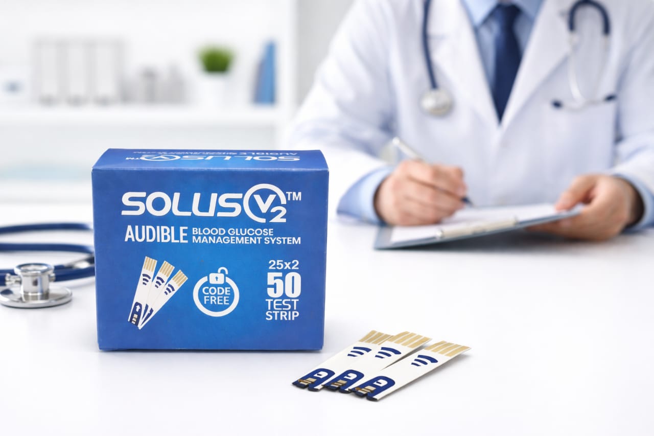 Picture of SOLUS V2™ AUDIBLE BLOOD GLUCOSE MANAGEMENT SYSTEM TEST STRIPS (50 TEST STRIPS)