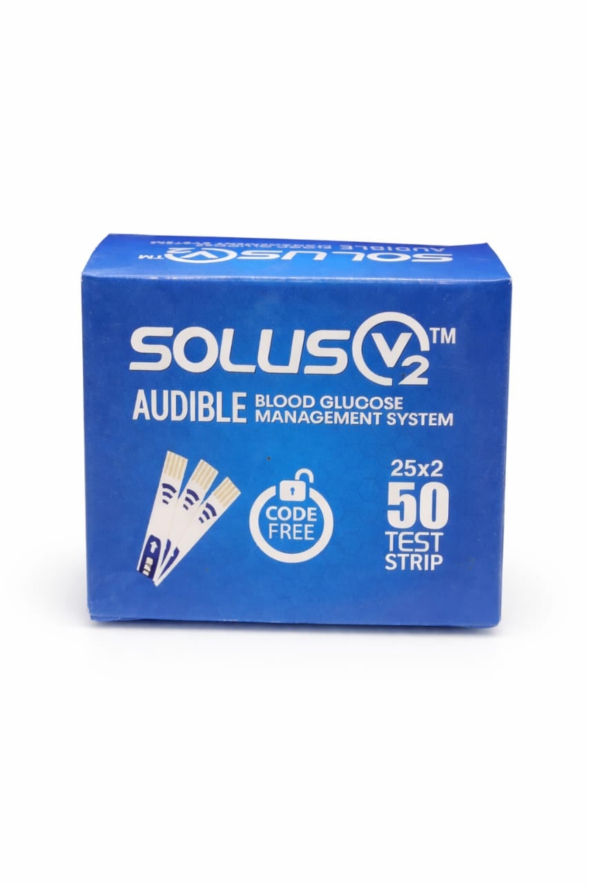 Picture of SOLUS V2™ AUDIBLE BLOOD GLUCOSE MANAGEMENT SYSTEM TEST STRIPS ( 50 TEST STRIPS)