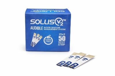 Picture of SOLUS V2™ AUDIBLE BLOOD GLUCOSE MANAGEMENT SYSTEM TEST STRIPS ( 50 TEST STRIPS)