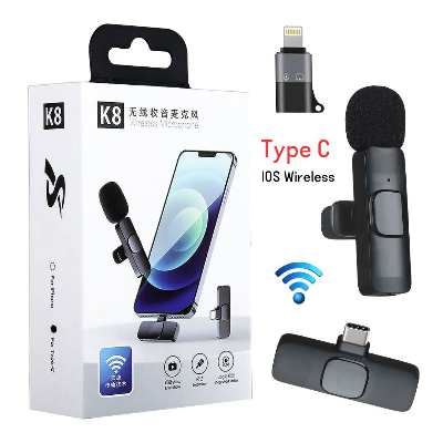 Picture of K8 Wireless Microphone for Android & iPhone | Noise Reduction Mic for YouTube, Live Streaming, Recording | Best Budget Collar Mic in Bangladesh