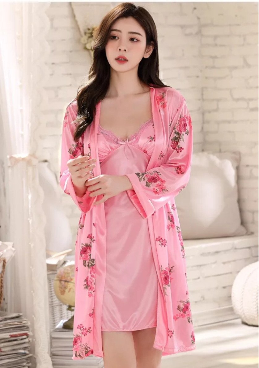 Picture of Premium Honey-moon Women Nighty Night Dress For Female  Beautiful Hot Se-xy Lady Night Wear-Pink