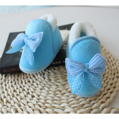 Picture of (6-18 Month) 1 Pair Fashionable Girl Crib Shoes  Baby Girl Newborn Winter Warm Toddler Infant Sneaker - Blue