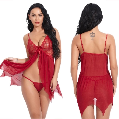 Picture of Top Quality  Women And Girls Nightgown Sleepwear Night Dress Night Wear - Red