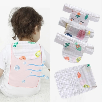 Picture of Baby Back Sweat Absorbent Cloth for Boys Girl  1 Month to 6 Years Breathable Cartoon Wash Cloth Skin Friendly Back Sweat Towel