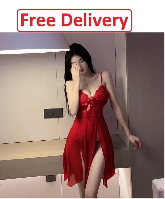 Picture of Hot Fashionable Women Night Dress for Honeymoon Night Wear-Red