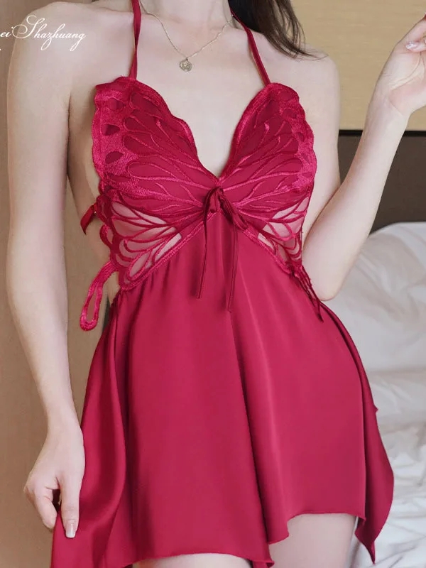 Picture of Fashionable Butterfly Honeymoon Sleepwear Female Night Dress