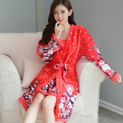 Picture of Fashionable Ladies Bath Robe Chinese Manufacturing-Red