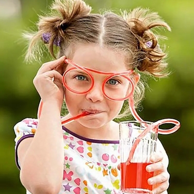 Picture of Soft Plastic Straw Children Funny Glasses Flexible Drinking Toys