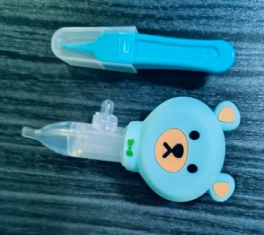 Picture of Kids Vacuum Suction Sniffling Equipment Cartoon Bear Silicone Baby Safety Nose Cleaner Newborn Nasal Aspirator