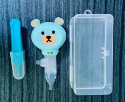 Picture of Kids Vacuum Suction Sniffling Equipment Cartoon Bear Silicone Baby Safety Nose Cleaner Newborn Nasal Aspirator