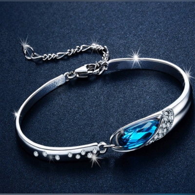 Picture of Ocean Heart Girl Crystal Bracelet Female Korean Simple Ornament Lady Valentine'S Day Girlfriends Birthday Gift - Bracelet