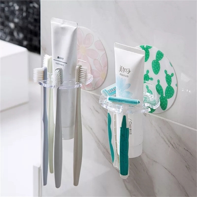 Picture of 1 Pc Toothbrush Hanger Wall Sucker Home Bathroom Children Suction Cup Toothbrush Hooks Holder Toilet washroom Organizer-Multicolor