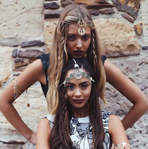Picture of Stylish Headband Vintage Ethnic Style Metal Engraving Tassel Hair Band Girls Hair Accessories-silver-One size