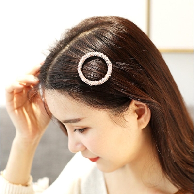 Picture of Fashion Hair Clip Women Girls Elegant Design Triangular Star Round Barrette Stick Hairpin Hair Pins Ponytail Head Accessory-Silver-One size