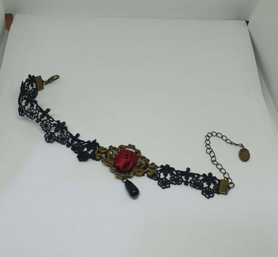 Picture of 1 Pc Vintage Black Flower Lace Anklet Ankle Bracelet Barefoot Sandal Jewelry Women Nupur-Black