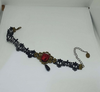Picture of 1 Pc Vintage Black Flower Lace Anklet Ankle Bracelet Barefoot Sandal Jewelry Women Nupur-Black