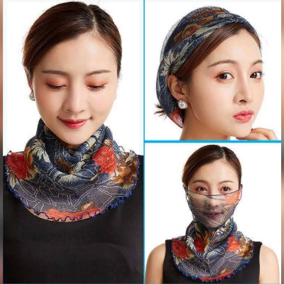 Picture of Girls Headband Women Scarf Lady Hijab Face Maskk-Multicolor
