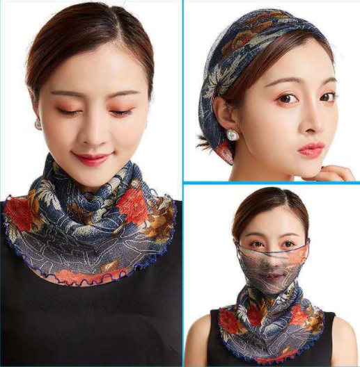 Picture of Girls Headband Women Scarf Lady Hijab Face Maskk-Multicolor