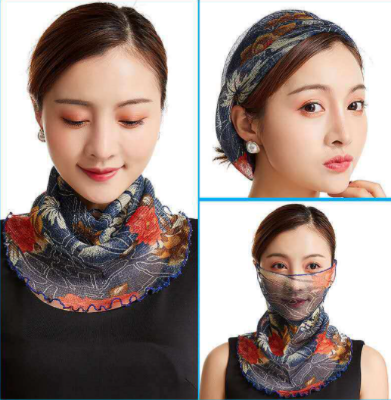 Picture of Girls Headband Women Scarf Lady Hijab Face Maskk-Multicolor