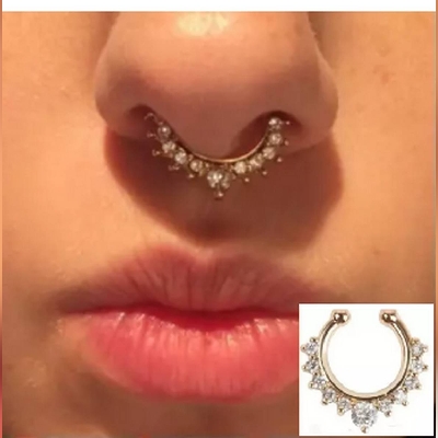 Picture of Women Fake Nose Pin for -1 Pc-Golden