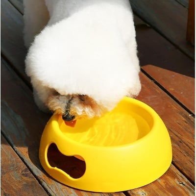 Picture of Big Pet Dog Bowl Drinking Feeding Plate With Handle Ellipse Heart-shaped Bowls Egg-shaped Pets Plastic Feeder For Dogs Cat Puppy Fedding Bowl