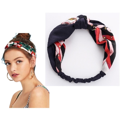 Picture of Women Headband Turban Elastic Headwear Head Wrap Women Hair Accessories for Women Striped Hair Bands (Black)