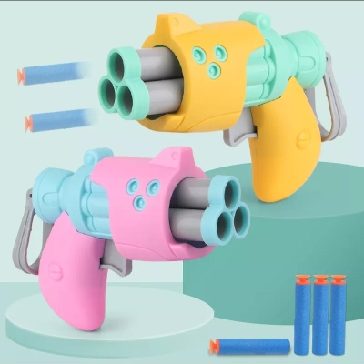 Picture of Kids Soft Bullett High Speed Nerf Toy Gunn With 3pcs Darts For Nerf Gunn Outdoor Funny Toys Children Gift - Gun - Gun Metal Real - Toy Gun