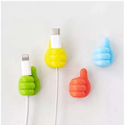 Picture of 3 Pcs 3 Color Thumb Wall Hook Creative Self Adhesive for Storing Data Cables