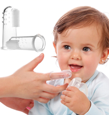 Picture of 2 Pcs Silicone Finger Toothbrush Baby Tongue Cleaner for Infants Soft Tongue Scraper for Baby