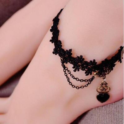Picture of Love Heart Bracelet On Leg Summer Jewelry Anklet Bracelet Barefoot Sandals Beach Foot Jewelry Ankle Bracelet Women Nupur