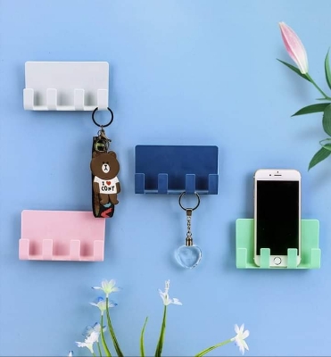 Picture of Mobile Phone Holders Phone Charger Wall Mounted 4 Hooks Storage Hanger Rack