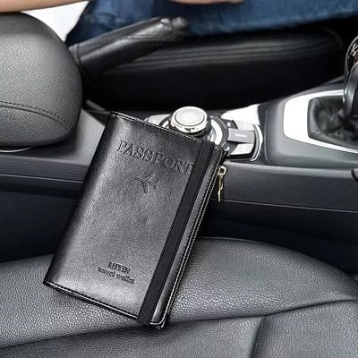 Picture of Multifunction Passport Cover Artificial  Leather Fashionable Passport Holder  PU Leather Travel Bag Wallet Ticket Holder Organizer Case with Zipper