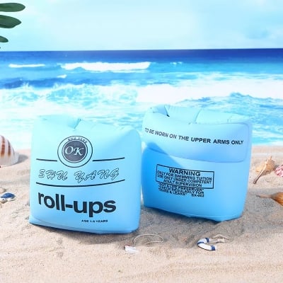 Picture of A pair Kids Swimming Arm Ring PVC Inflatable Safety Durable Swimming Arm Band Rings Float Air Sleeves Circle Protect swimming safety