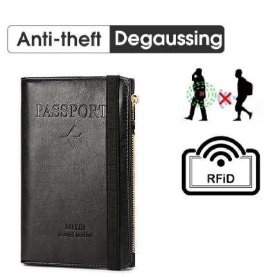 Picture of Passport Cover Artificial Leather Fashionable Passport Holder PU Leather Travel Bag Wallet Ticket Holder Organizer Case with Zipper