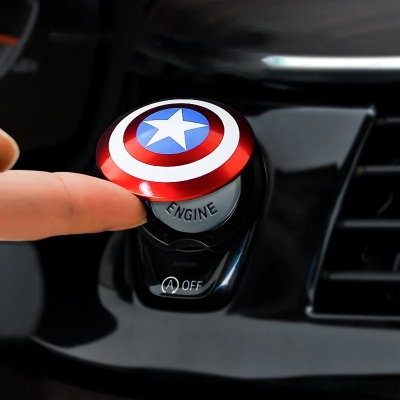 Picture of Marvel Captain America Car Interior Engine Ignition Start Stop Button Protective 3D Interior Sticker Car Interior Accessories