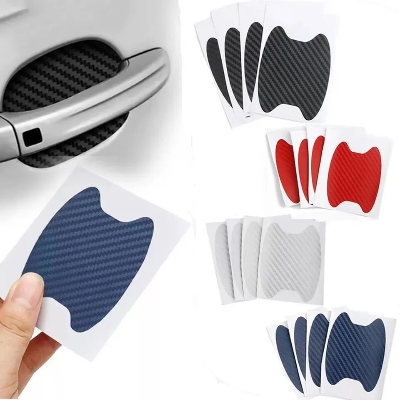 Picture of 4pcs Universal Carbon Fiber Auto Car Door Handle Stickers Car Handle Protection Car Handle Anti Scratch Stickers Car Accessories