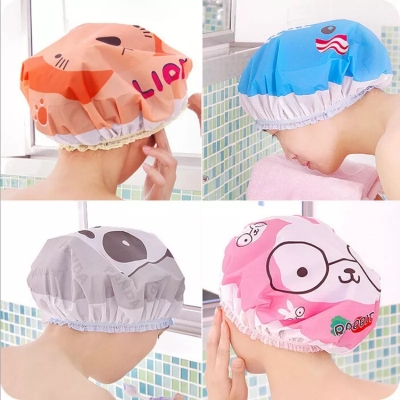 Picture of Waterproof Female Shower Cap Lady Shower Cap For Bath 4 Color 4Pcs