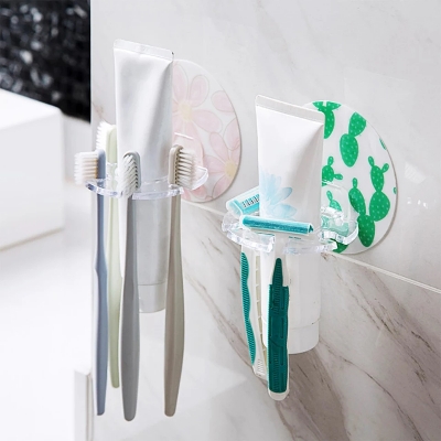 Picture of Toothbrush Holder Flower Cactus Facial Cleanser Toothpaste Storage Rack