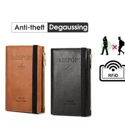 Picture of Multifunction Passport Cover PU-Leather Fashionable Passport Bag Passport Holder Frosted PU Leather Travel Bag Wallet Ticket Holder Organizer Case with Zipper