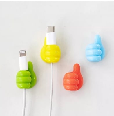 Picture of 3 Pcs 3 Color Thumb Wall Hook Creative Self Adhesive for Storing Data Cables