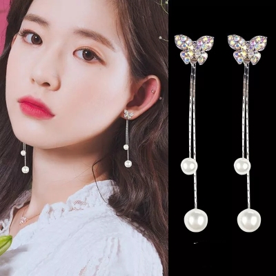 Picture of Stylish Crystal Long Tassel Drop Dangle Earrings For Women