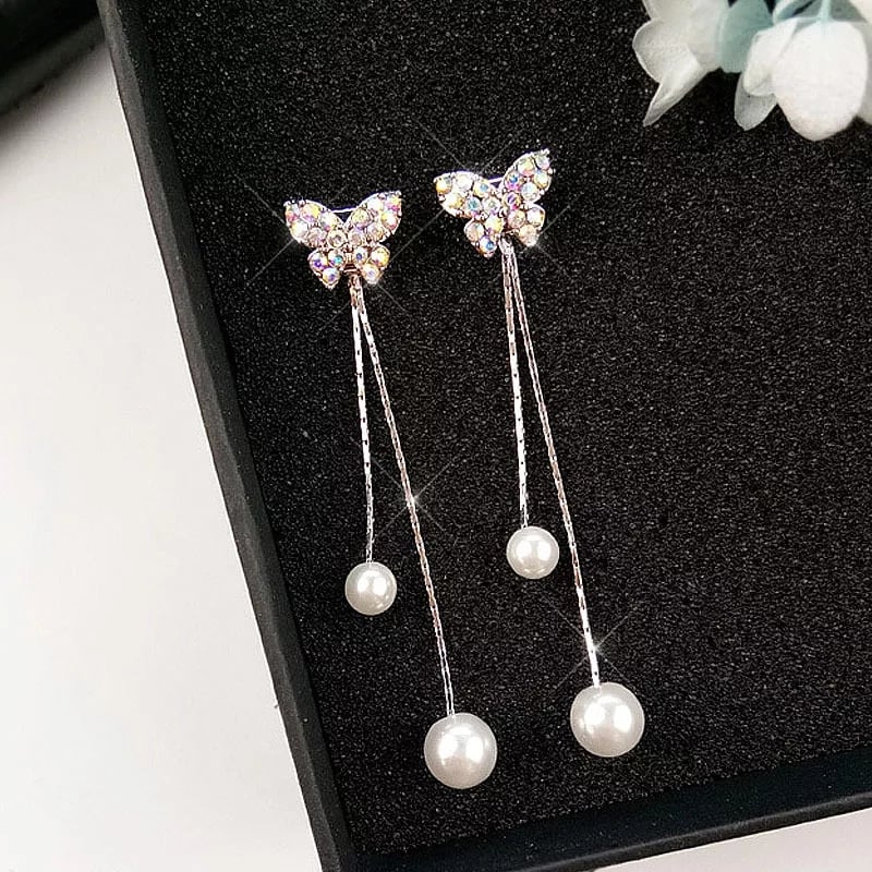 Picture of Stylish Crystal Long Tassel Drop Dangle Earrings For Women