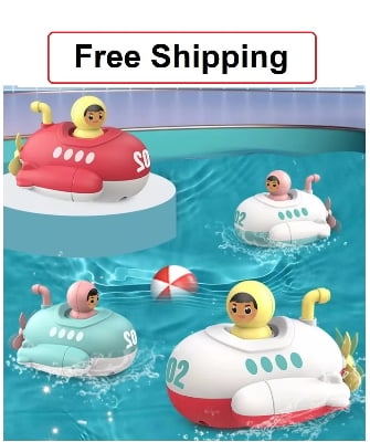 Picture of Baby Bath Toys Clockwork Spray Water Floating Rotation Submarine Toy