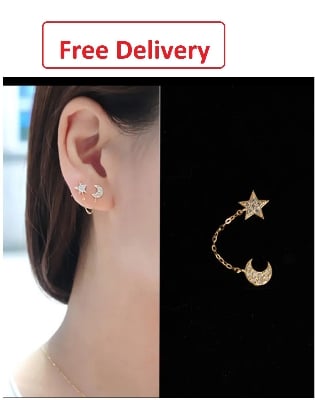 Picture of Stylish Star Moon Design Stud Earring For Women