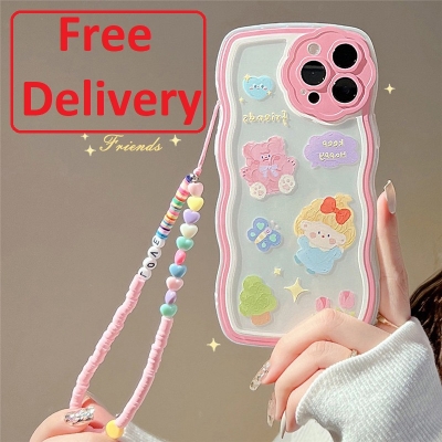 Picture of Pink Cute Cartoon Soft Silicone Cover with Lanyard Case for  for i-Phone 12 Pro/ i-Phone 12 Pro Max ( Free Delivery )