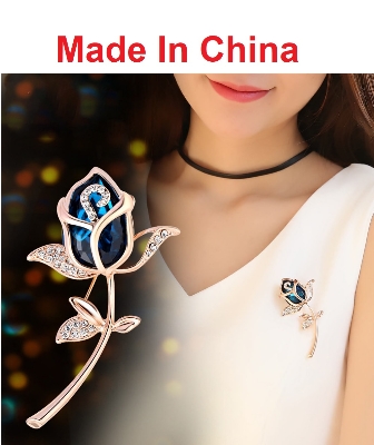 Picture of Blue Rose brooch in Halloween crown Women's brooches party pins Badge for girls Light proof-Gold