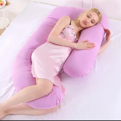 Picture of Soft And Comfortable U Shape  Body Support Pregnanccy Pillow-Maternal Pillow/Pregnant Support-Pink